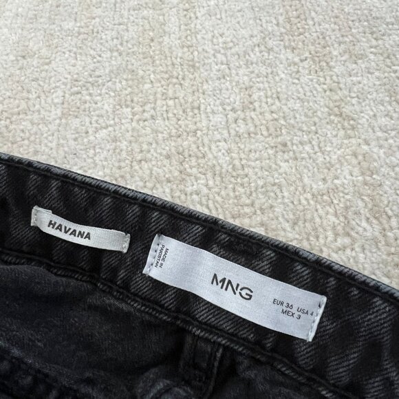 MNG Mango Havana Straight Leg High Rise Crop Distressed Jeans 4 - Picture 2 of 12